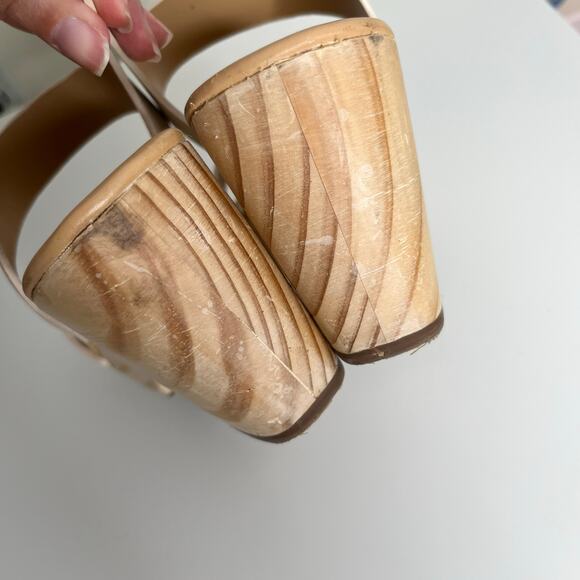 Nisolo All Day Open Clog Sandal Womens 8 Ivory Bone Wood Leather - Picture 10 of 12